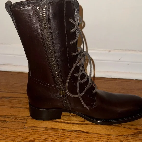 Buttero Brown Leather Combat Boots Mens - Picture 4 of 7